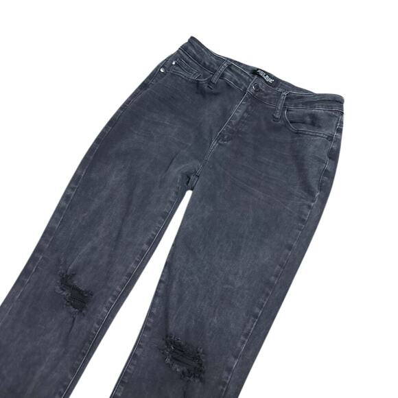 Judy Blue Slim Fit Black Distressed Jeans Stretch Mid Rise Denim sz 7/28 JB8867 - Picture 5 of 7